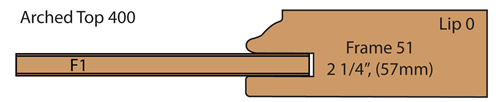A cross section of the Theodore cabinet door